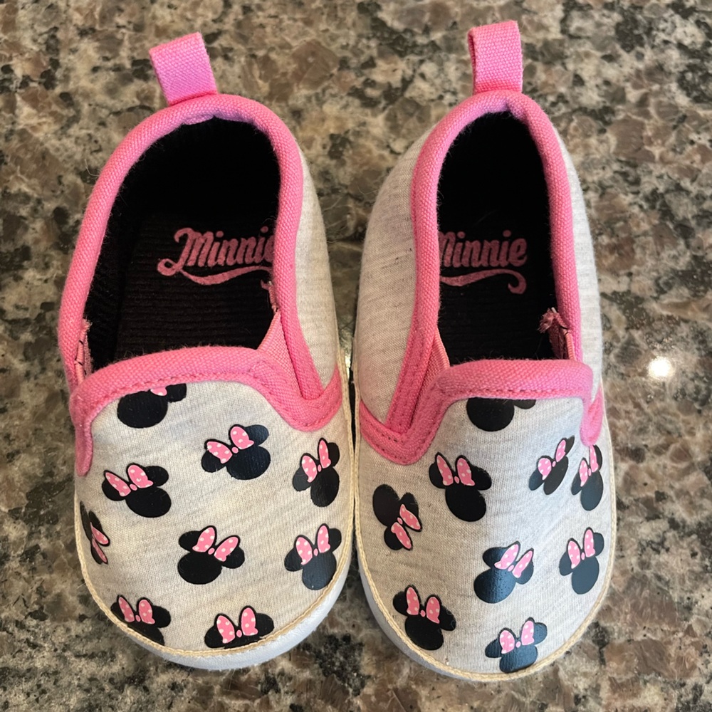 Disney Minnie Mouse Pink and Black baby Slip-On Shoes